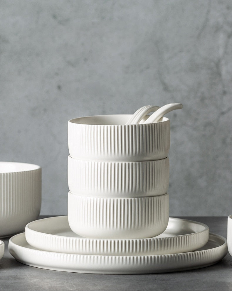 Stripes of White Tableware