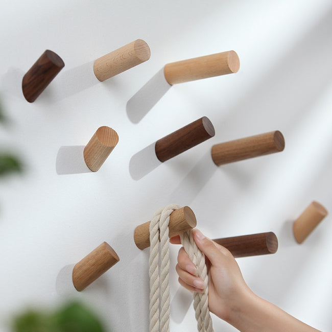 Angled Wood Wall Hooks