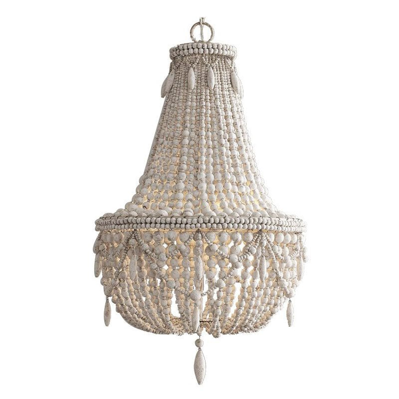 French Wooden Bead Chandelier